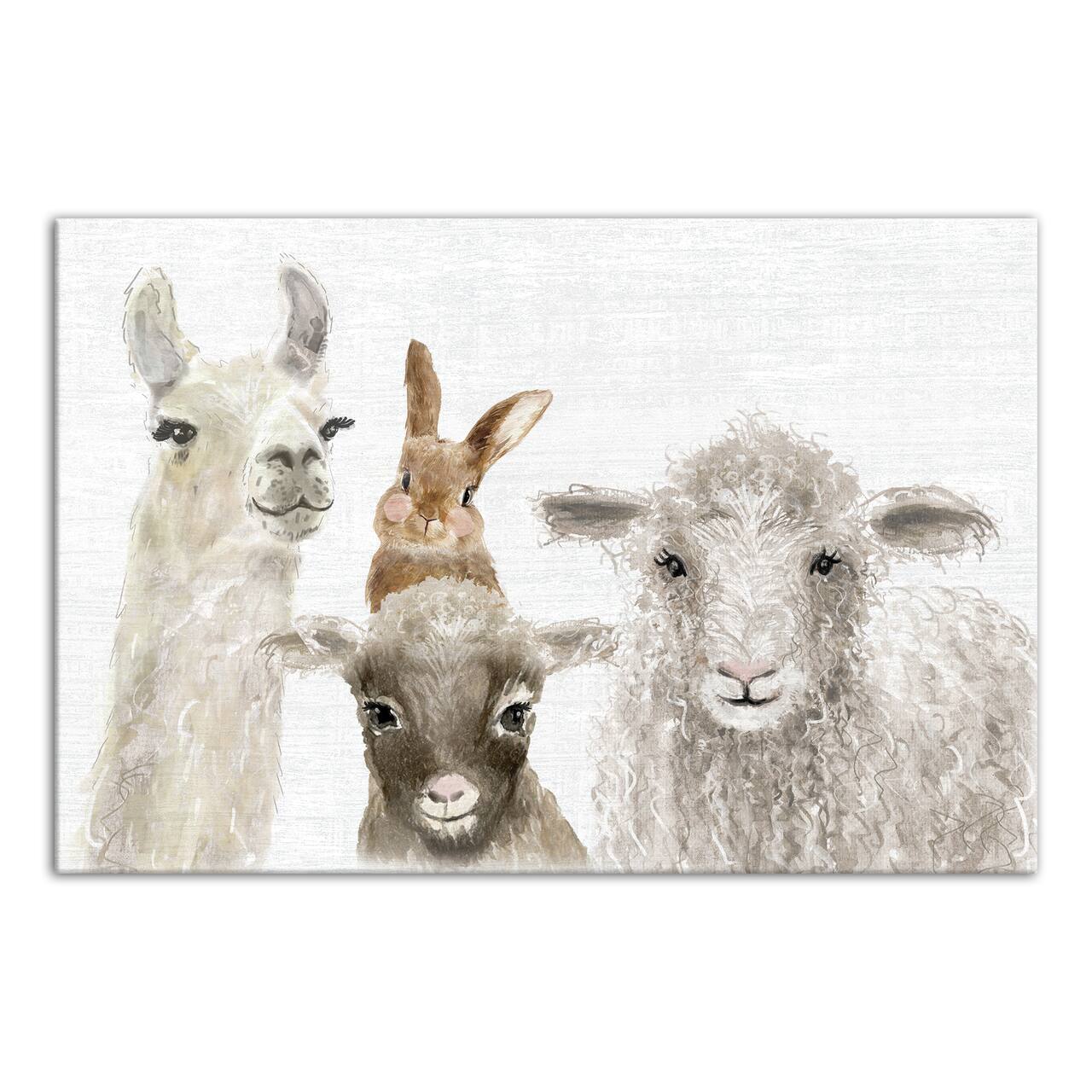 Baby Barn Animals 12" x 18" Canvas Wall Art